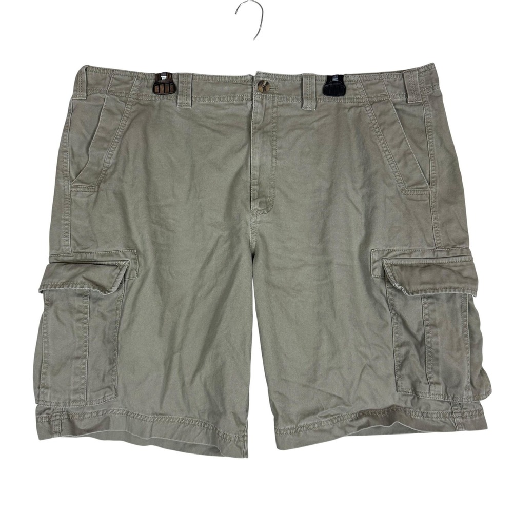 Eddie Bauer Cargo Shorts Mens 42 Beige Canvas Flat Front 11 Inseam Casual Summer